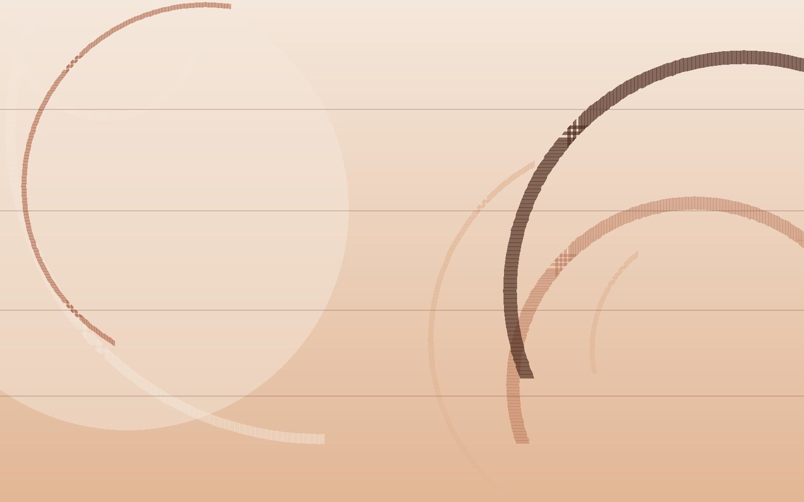 Abstract artwork in clay tones with overlapping circles and fine horizontal lines